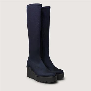 Marco Moreo Liege Studed Knee High Wedge - Navy Stretch